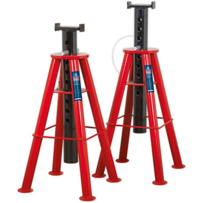 Heavy-Duty 10 Tonne High Level Axle Stands - Steel Construction with 1195mm Maximum Height