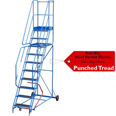 Heavy-Duty 10 Tread Mobile Warehouse Stairs with Safety Features