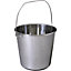Heavy Duty 12 Litre Stainless Steel Mop Bucket - Carry Handle - Large Water Pail