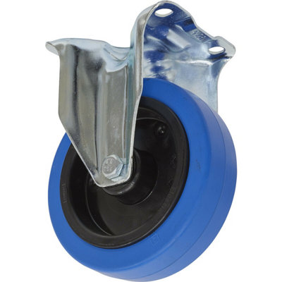Heavy Duty 125mm Fixed Plate Castor Wheel - Durable Polymer & Elastic Design with 40mm Tread Width