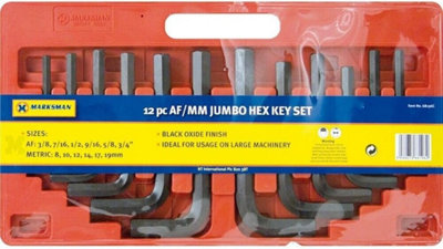 Heavy Duty 12Pc Af/Mm Jumbo Hex Key Hand Tool