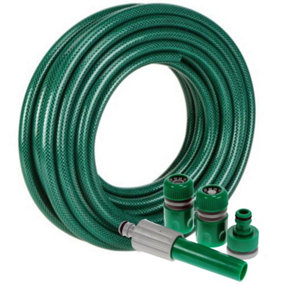 Heavy Duty 15m Meter Garden Water Hose Pipe with Spay Gun Nozzle Connector Set