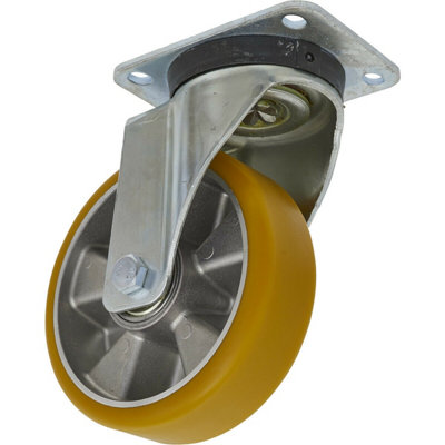 Heavy-Duty 160mm Swivel Plate Castor Wheel with Non-Marking Aluminium and PU Tread