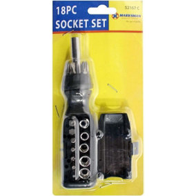 Heavy Duty 18Pc Socket Set Portable Ratchet Hand Tool Diy Hardware