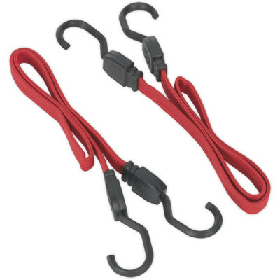 Heavy Duty 2 Piece 760mm Bungee Cord Set with Steel Hooks and 2000mm Stretch