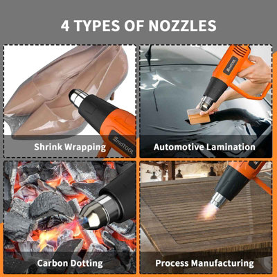 Heavy Duty 2000W Heat Gun for DIY Projects with 4 Nozzles