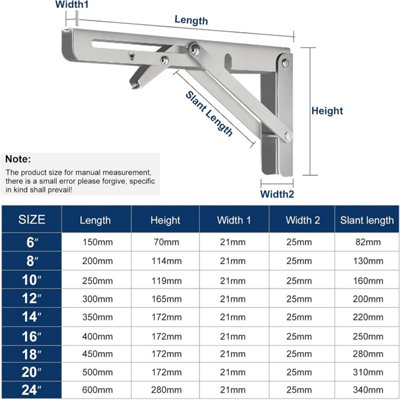 Heavy Duty 24 Inch Folding Shelf Brackets 2 Pack Stainless Steel ...