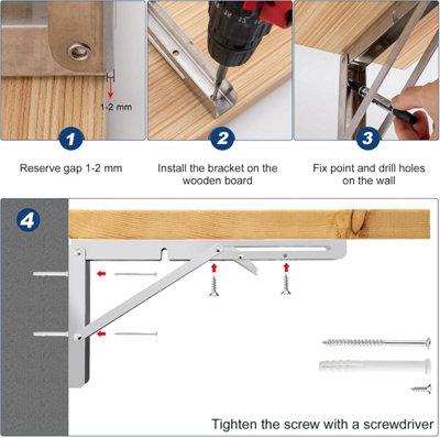 Heavy Duty 24 Inch Folding Shelf Brackets 2 Pack Stainless Steel ...