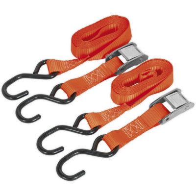 Heavy-Duty 25mm x 2.5m Cam Buckle Tie Down Set with S-Hooks for Outdoor Use