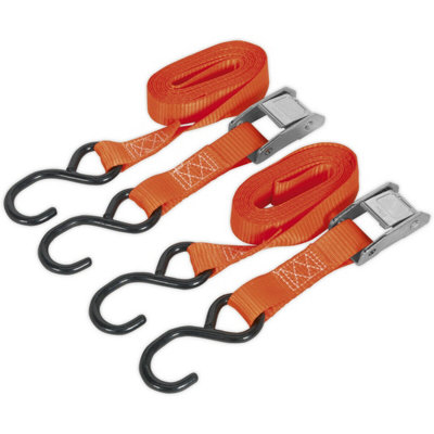 Heavy-Duty 25mm x 2.5m Cam Buckle Tie Down Set with S-Hooks for Secure Load Restraint