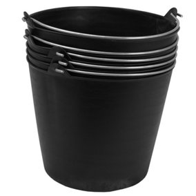 Heavy Duty 26 Litre Flexi Tub / Trug with Metal Handle - PACK OF 5