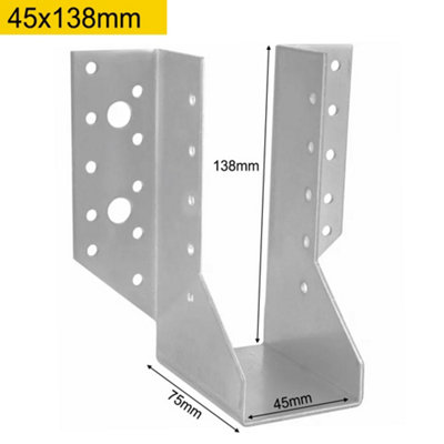 Heavy Duty 2mm Thick Galvanised Face Fix Joist Hanger 45x138mm
