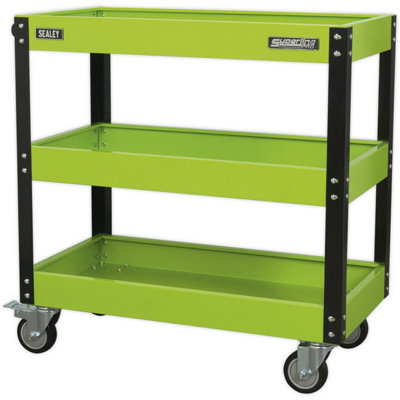 Heavy Duty 3-Tier Workshop Trolley with 160kg Capacity and Locking ...