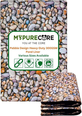 Heavy-Duty 300GSM Pond Liner 4m x 4m - Premium HDPE Liner with Pebble Design UV and Tear Resistant, Ideal for Water Features