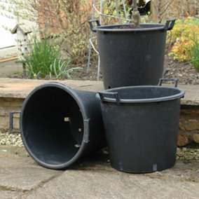 Heavy Duty 30L Plant Pots (Pack of 3) 40cm Diameter - Plastic Planters for Outdoor Plants - Large 15.7' Flower Pots for Gardens -
