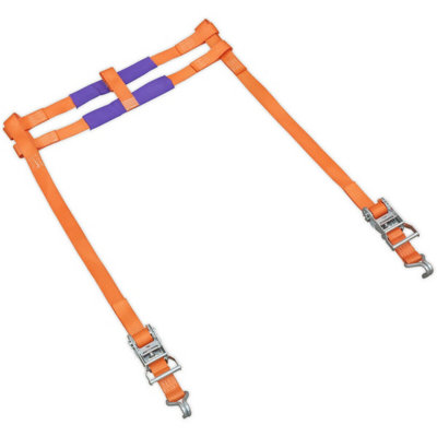 Heavy-Duty 35mm Motorcycle Rear Wheel Ratchet Tie Down Strap - 1000KG Capacity with Steel J Hooks