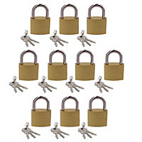 Heavy Duty 38mm Iron Brass Coated Padlock Security Lock Secure 3 Keys 10pk