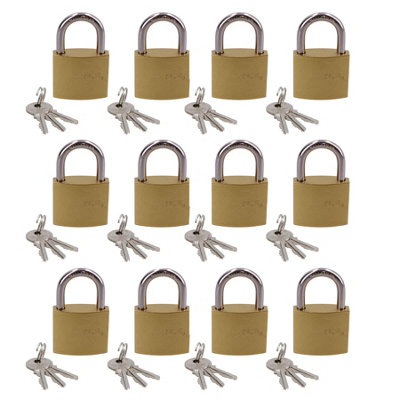 Heavy Duty 38mm Iron Brass Coated Padlock Security Lock Secure 3 Keys 12pk