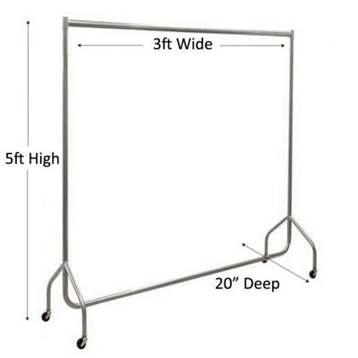 Heavy Duty 3ft Silver Clothes Rails, Garment Hanging Racks
