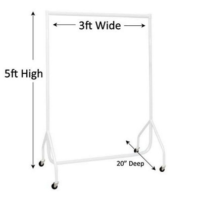Heavy Duty 3ft White Clothes Rails, Garment Hanging Racks
