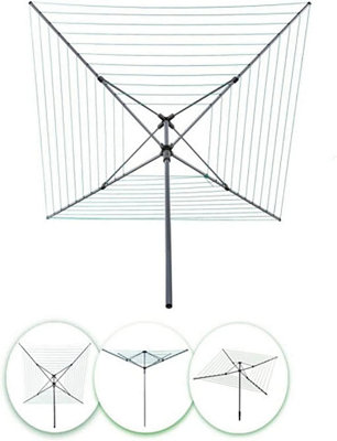Heavy Duty 4 Arm 60M Rotary Airer With Ground Spike & Cover