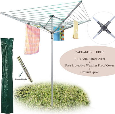 Heavy Duty 4 Arm Outdoor Rotary Clothes Airer - 45M