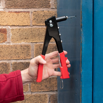 Heavy Duty 4 Head Nozzle Pop Rivet Gun Hand Riveter Tool + 60 Blank Rivets