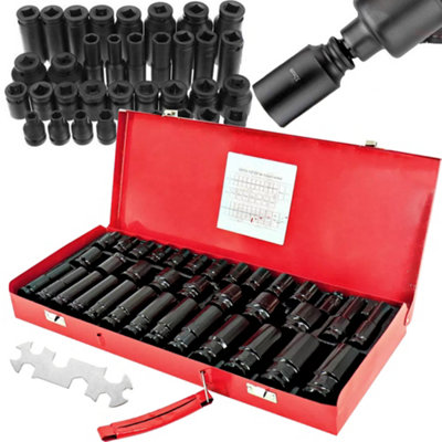 Heavy Duty 40 Piece Car Truck Deep Impact Socket Set 1/2