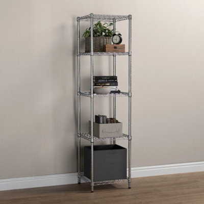 Heavy Duty 5 Tier Chrome Corner Storage Unit 160KG UDL, 1838mm H x 457mm W x 457mm D