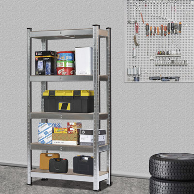 Heavy Duty 5 Tier Metal Galvanized Shelving Rack Unit Garage Storage Shelf Silver
