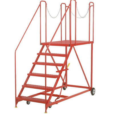 Heavy-Duty 6 Tread Wide Truck Dock Loading Stairs - Non-Slip Vehicle Step Ladder