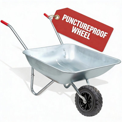 Heavy Duty 65L Galvanised Metal Wheelbarrow Home Garden Cart ...