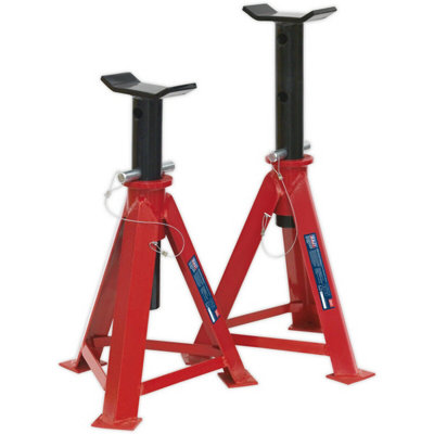 Heavy-Duty 7.5 Tonne Axle Stands with Pin and Chain Support - 730mm Max Height