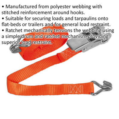 Sealey Self Securing Ratchet Straps 25mm x 4.5m 800kg TD08045E main image 1