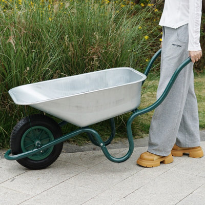 Heavy Duty 85L Litre Wheelbarrow Steel Garden Cart Pneumatic Tyre - 5