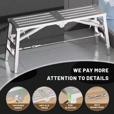 Heavy Duty Adjustable Folding Work Platform - 140cm x 30cm - 200kg Capacity