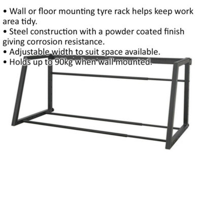 Heavy-Duty Adjustable Tyre Rack for Wall or Floor - Durable Steel ...