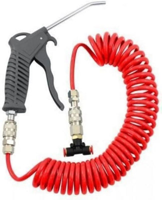 Heavy Duty Air Duster Blow Gun Dust Remover Coiled Hose Compressor Cleaning