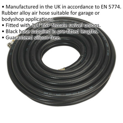Heavy Duty Air Hose with 1/4 Inch BSP Unions - 10 Metre Length - 10mm Bore
