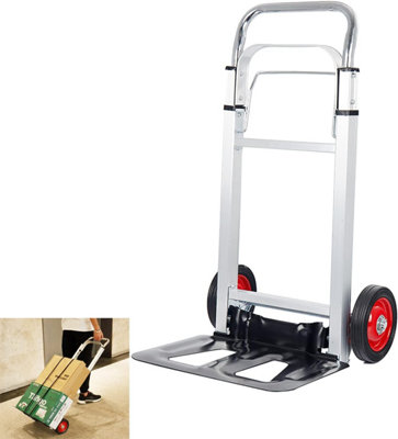 Heavy Duty Aluminium 90kg Folding Hand Sack Truck Trolley Industrial Warehouse Cart, Foldable Barrow for Easy Transport