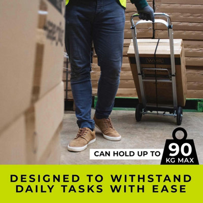 Heavy Duty Aluminium 90kg Folding Hand Sack Truck Trolley Industrial Warehouse Cart, Foldable Barrow for Easy Transport