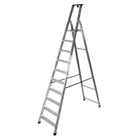 Heavy Duty Aluminium Professional Platform Step Ladders - 10 Tread