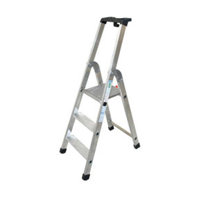 Heavy Duty Aluminium Professional Platform Step Ladders - 3 Tread