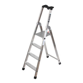 Heavy Duty Aluminium Professional Platform Step Ladders - 4 Tread