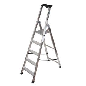Heavy Duty Aluminium Professional Platform Step Ladders - 5 Tread