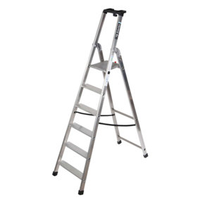 Heavy Duty Aluminium Professional Platform Step Ladders - 6 Tread