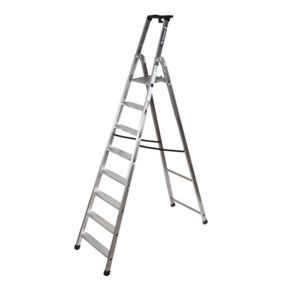 Heavy Duty Aluminium Professional Platform Step Ladders - 8 Tread