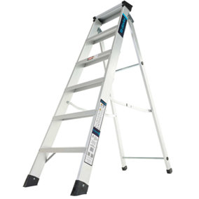 Heavy Duty Aluminium Professional Swingback Step Ladders - 6 Tread