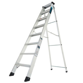 Heavy Duty Aluminium Professional Swingback Step Ladders - 8 Tread
