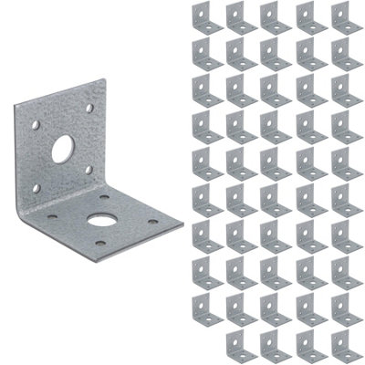 Heavy Duty Angle Bracket Fastening Plate Galvanised Steel 50 x 50 x ...